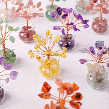 Amethyst Crystal Gravel Tree: Handmade Copper Wire, Healing Stones, Miniature Home Decoration meditation decoracion