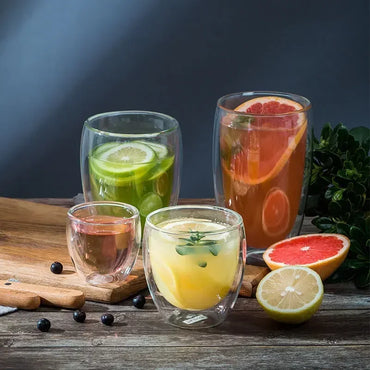 Double Wall High Borosilicate Glass Mugs - Insulated Heat-Resistant Coffee & Tea Cups (2-18 pcs Set)