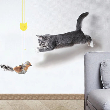 Lifelike Bird Plush Cat Toy with Feather Teaser, Catnip-Simulation for Cats & Kittens