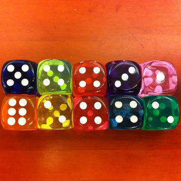10PCS/Lot Dice Colorful Transparent Acrylic 6 Sided Dice Club/Party/Family Games