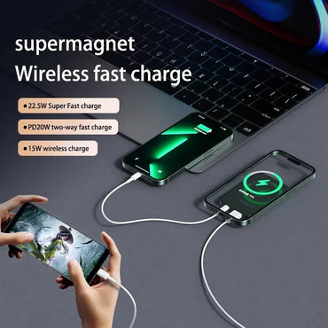 Magnetic Wireless Power Bank 200000mAh 22.5W Fast Charging Portable Charger with Digital Display for iOS & Android