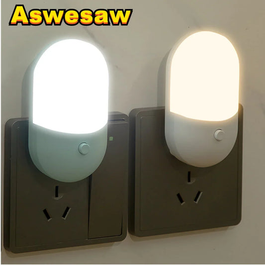 LED Plug-In Night Light with Auto Sensor (EU/US Plug) – Soft Warm Bedside Lamp for Bedroom, Kids, Hallway & Bathroom
