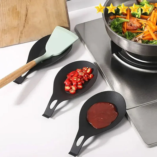 Silicone Spoon Rest Utensil Holder - Heat-Resistant Spatula & Spoon Tray for Kitchen
