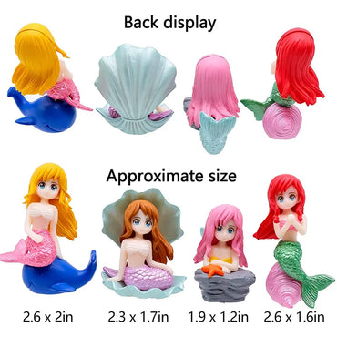Little Mermaid Resin Figurine - Mini Aquarium Ornament, Cake Topper & Desk Decor