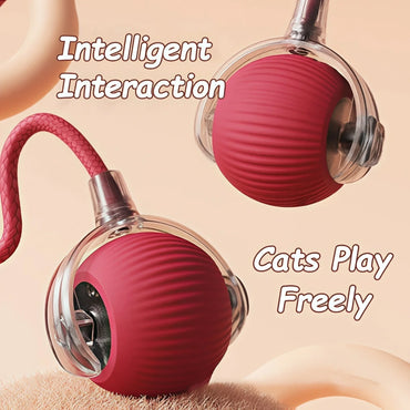 Interactive Automatic Rolling Ball Toy for Cats and Dogs, Rechargeable Smart Pet Toy with Faux Tail
