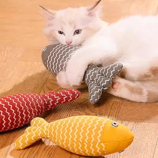 Catnip Fish Toy – Interactive Plush Fish Cat Scratcher & Mint Fidget Toy for Cats & Kittens