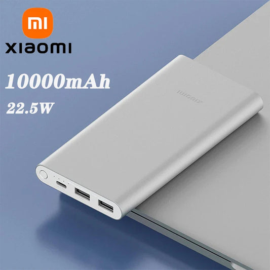 10000mAh 22.5W Portable Power Bank, 3-Port USB-C Fast Charge, Aluminum Alloy, Low-Current Mode – Compatible with iPhone & Android