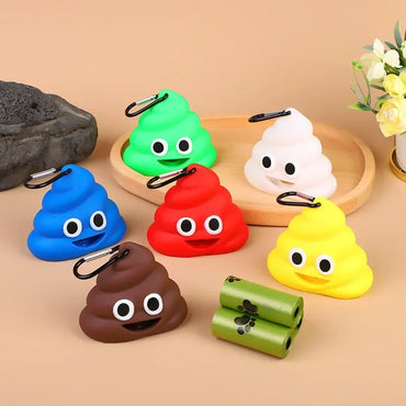 Poop-Shaped Dog Waste Bag Dispenser with Clip – Portable Pet Bag Holder for Walking & Travel