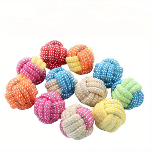 Candy-Colored Cotton Rope Ball Chew Toy for Dogs & Cats — Durable Tug & Fetch Pet Toy
