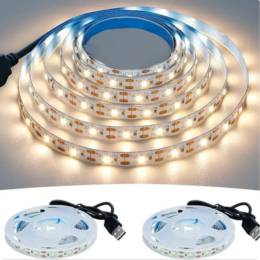 5V USB LED Strip Light 2835/SMD Warm & Cool White TV Backlight Home Decor 1-5m (3.3-16.4ft)