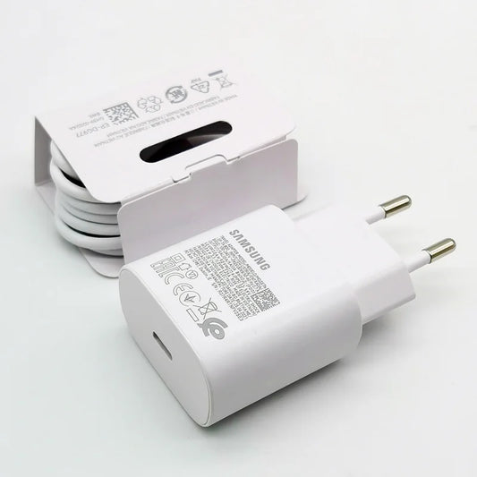 25W USB-C PD Fast Charger Adapter with 1.0 m (3.3 ft) Type-C Cable - EU Plug, PD & PPS Super Fast Charging