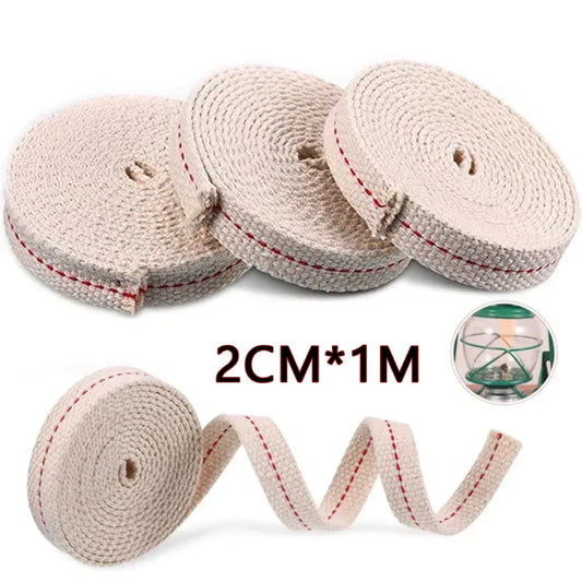 Flat Cotton Wick for Oil Lamps — 1 m (3.28 ft) Length, 2 cm (0.79 in) Wide Braided Kerosene Lamp Wick