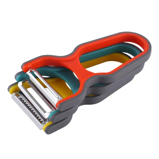3-Pack Stainless Steel Multi-Function Vegetable Peeler Set – Potato Slicer & Grater, Mini Kitchen Tools, Assorted Colors