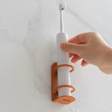 Wall-Mounted Toothbrush and Razor Holder Punch-Free Electric Toothbrush Organizer with Storage Shelf
