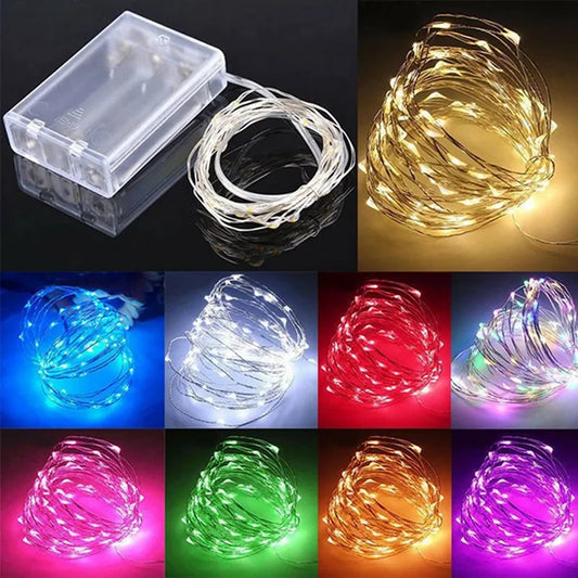 Battery-Powered Fairy LED Copper Wire String Lights - 1/2/3/5/10 m (3.3/6.6/9.8/16.4/32.8 ft) - Indoor Outdoor Wedding Bedroom Decor