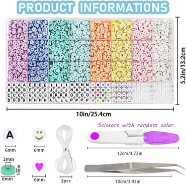 3860PCS Macaron Color Polymer Clay Beads Set – Flat Chip Beads for DIY Bracelets, Necklaces & Letter Bead Jewelry