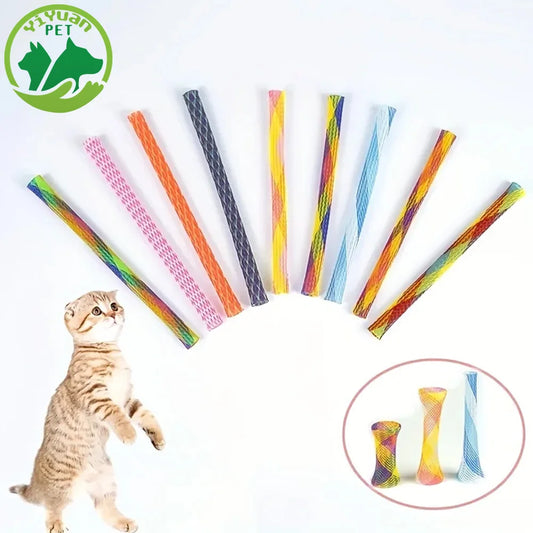 Folding Spring Cat Toy Colorful Elastic Interactive Teaser for Cats