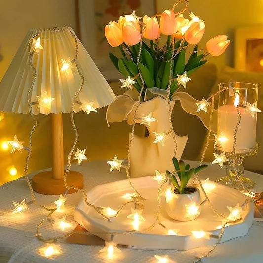 LED Star Fairy String Lights — 1.5/3/6/10m (10/20/40/80 LEDs) USB or Battery Operated IP44 Waterproof for Party, Wedding, Home & Patio