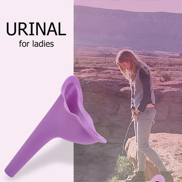 Portable Female Travel Urinal Funnel – Reusable TPR Camping Toilet for Women (Purple, Orange, Pink)