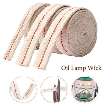 Flat Cotton Wick for Oil Lamps — 1 m (3.28 ft) Length, 2 cm (0.79 in) Wide Braided Kerosene Lamp Wick