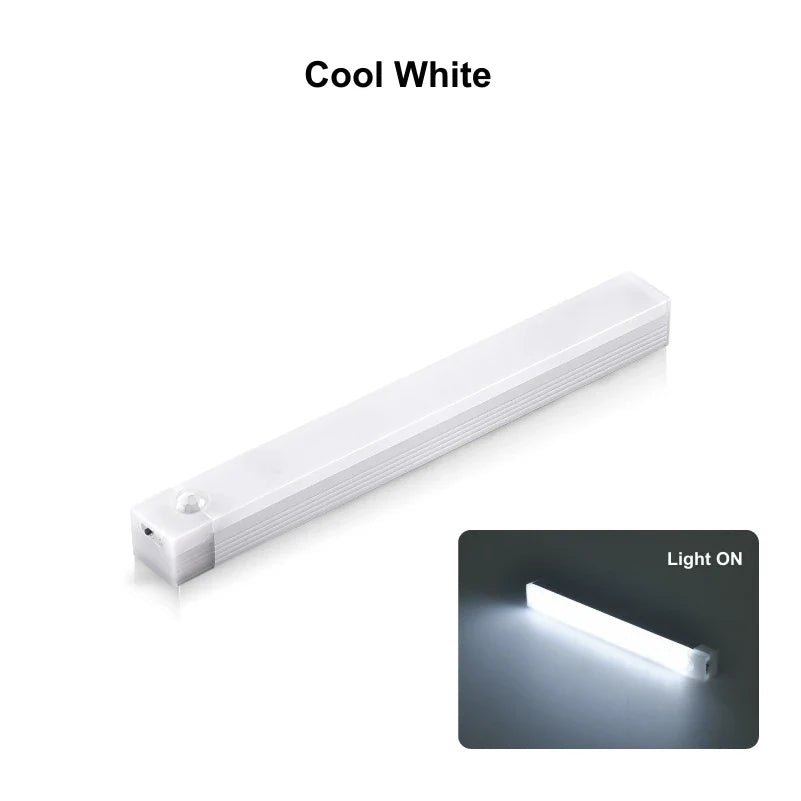 Motion Sensor USB Rechargeable LED Strip Light — 10/20/30/50 cm (3.9/7.9/11.8/19.7 in) for Cabinet Wardrobe Bedside Staircase