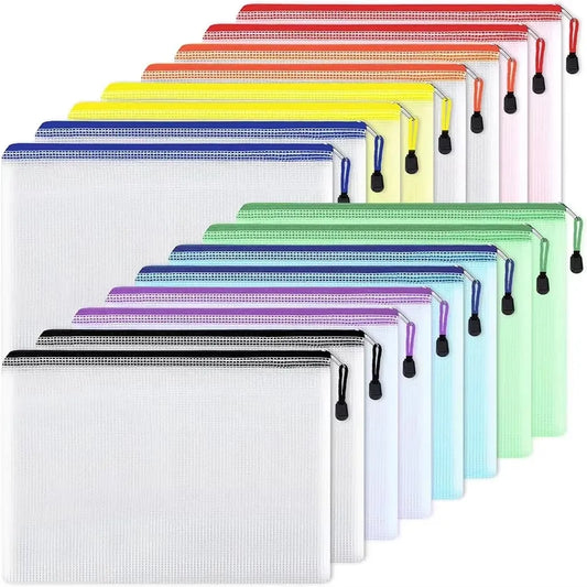 10-Pack A4 Zipper Bags – Multi-Color Waterproof PVC File Organizers for Travel, Office & Home Storage