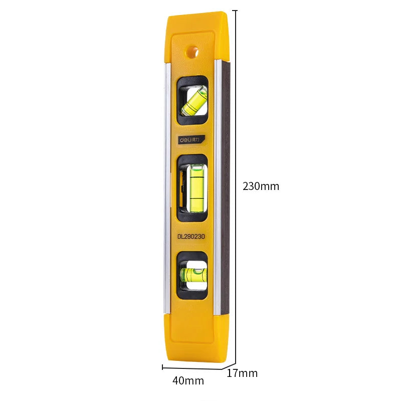 Deli 9 inch 3 Spirit Level Bubble Mini Pocket Portable Spirit Level Tool Vertical Horizontal Gradienter Measuring Furniture