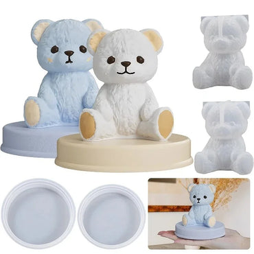 Smiling Teddy Bear Silicone Mold — 3D Candle, Soap, Resin & Ice Cube DIY Craft Mold for Home Decor & Gifts