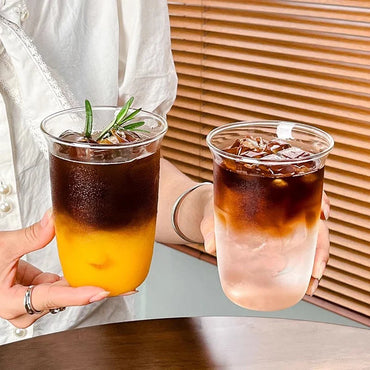 Aesthetic Borosilicate Glass Coffee Cups – Heat-Resistant Iced Coffee & Tea Glasses, 350ml (12oz) & 465ml (16oz)