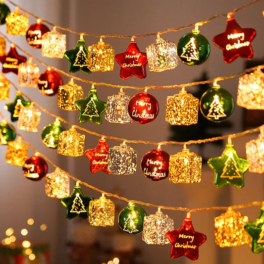 Battery Operated Christmas String Lights — Candy Cane, Santa & Snowman Hanging Ornaments (1m/3m, 10/20 LED) Indoor & Sheltered Outdoor