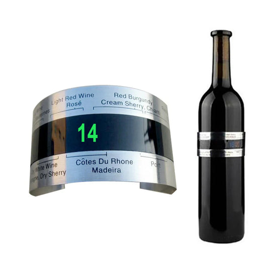 Stainless Steel Snap-On Wine Thermometer Collar – LCD Bottle Temperature Clip for Wine, Champagne & Beer