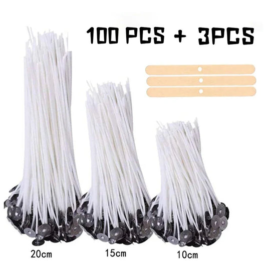 103-Piece Smokeless Candle Wicks Set – Soy Wax Core & Woven Cotton for Candle Making, Oil Lamps & Wax Crafts