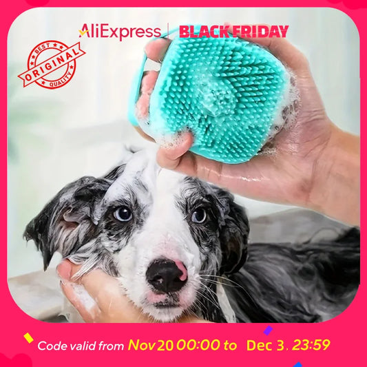 Silicone Pet Bathing Mitts 2-Pack Massage Grooming Brush for Dogs & Cats Rubber Bristles