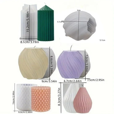 3D Spiral Striped Silicone Candle Mold for DIY Scented Candles, Wax, Soap & Resin (8 x 8 x 15 cm / 3.1 x 3.1 x 5.9 in)