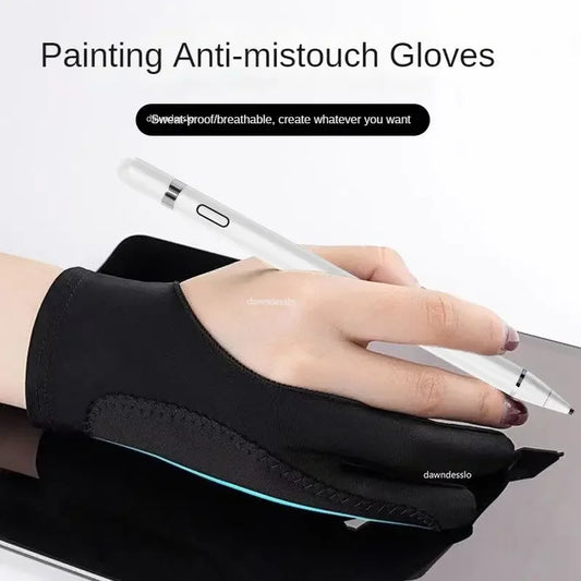 Two-Finger Anti-Touch Drawing Gloves for Tablets – Anti-Fouling Artist Screen Touch Gloves