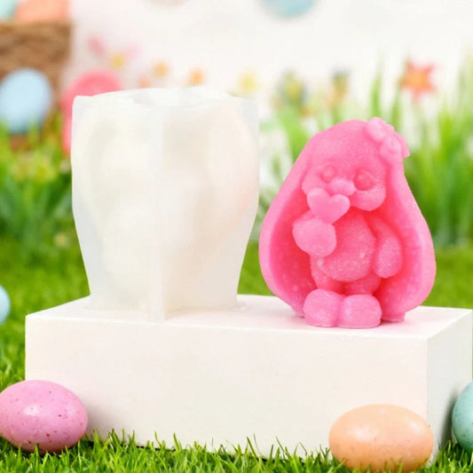 3D Big-Eared Bunny Egg Silicone Mold for Candle Making, Soap & Plaster DIY 2.4 x 2.4 x 3.3 in (6 x 6 x 8.5 cm)