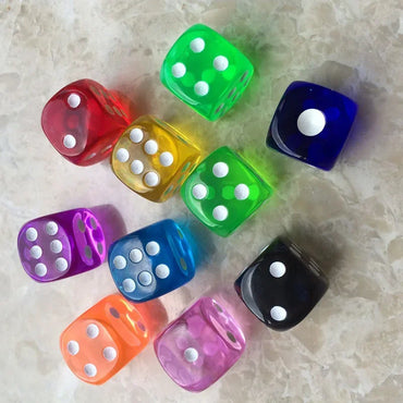 10PCS/Lot Filleted Corner Dice Colorful Transparent Acrylic 6 Sided Dice Club/Party/Family Games