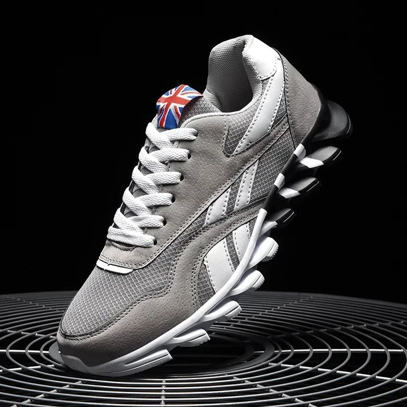 Men's Breathable Running Sneakers, Cushioned Thick Sole, Wear-Resistant Outdoor Fitness Shoes