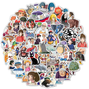 100Pcs Hayao Miyazaki Anime Stickers for Laptop Skateboard Luggage Phone Car Decals Graffiti Waterproof Sticker Kid Toy