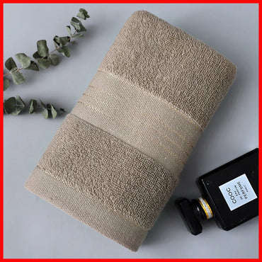 Thick Absorbent Jacquard Polyester-Cotton Face & Bath Towel – Soft Terry, Skin-Friendly (Blue, Beige, Brown, Green)
