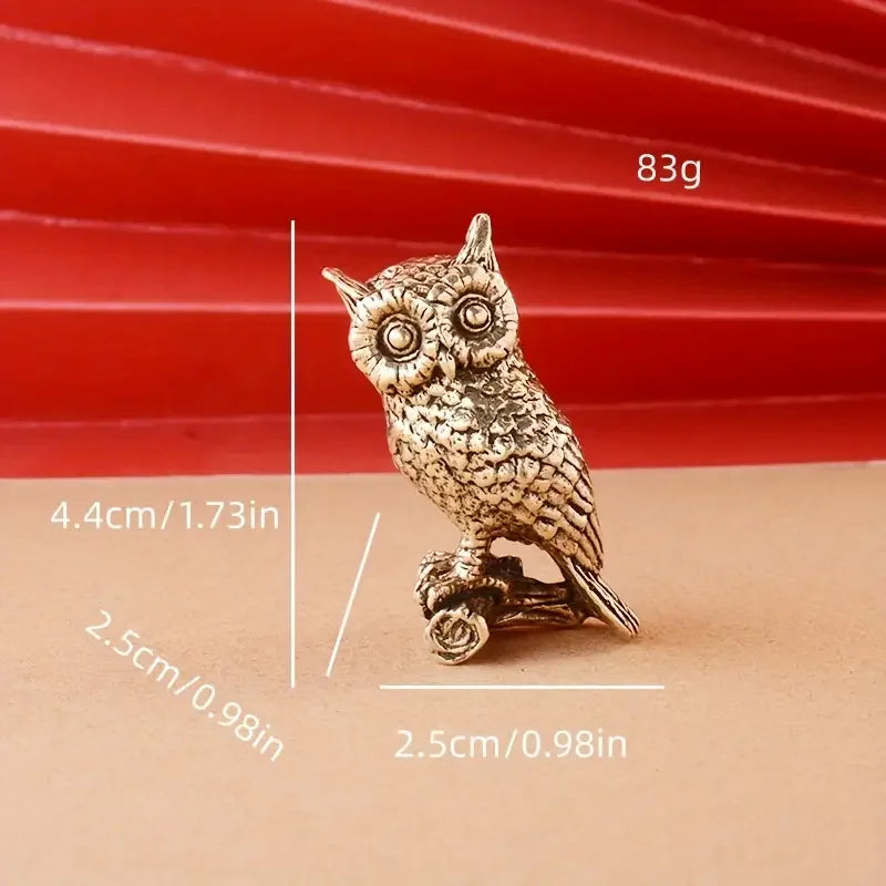 Copper Craft Brass Solid Owl Statue, Creative Animal Desk Ornaments, Desktop Home Decoration, Collectible, Cute Statue Ornament