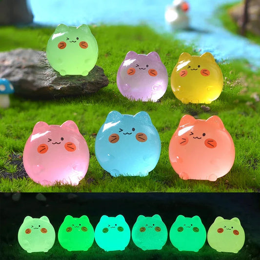 5-50pcs Mini Cartoon Cat Luminous Ornament Crafts Miniature Figures Tiny Micro Landscape Home Decoration Accessories Gifts