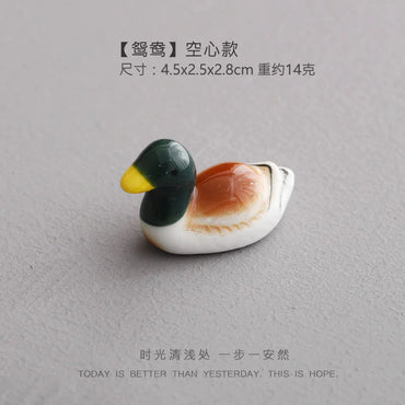 1-5 PCS Japanese Style Ceramic Mandarin Duck Chopsticks Holder Mini Cute Home Table Decoration Chopsticks Pillow