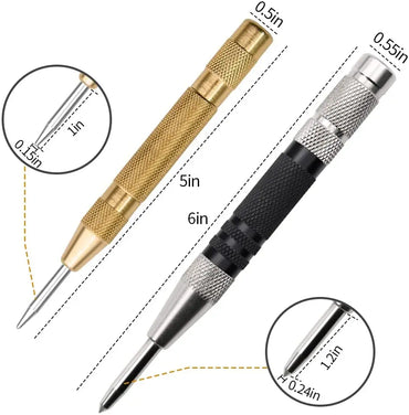Automatic Center Punch Tool - Spring-Loaded Metal & Wood Marking Punch for Carpentry & Joinery