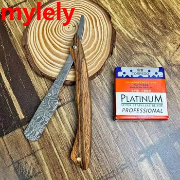 Professional Wooden Handle Shaving Razor for Men – Replaceable Blade Barber Razor | Vintage Straight Edge Shaver & Grooming Gift