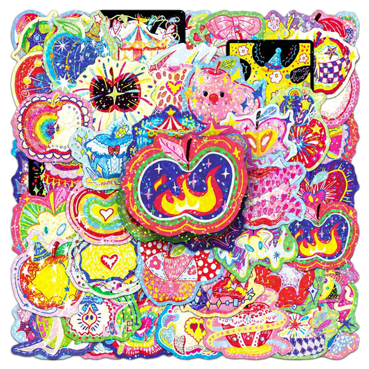 50/100PCS Energy Apple Sticker Flash Film Laser Color Cool Original Creative Waterproof Decorative Phone Computer Sticker