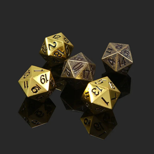 1 Piece 20 Sided Decider Golden/Bronze Metal Funny Dice Standard Board Game Acessorios