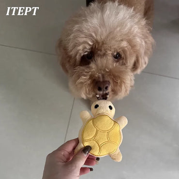 Plush Turtle Dog Toy for Puppies - Teething Chew Toy, Bite-Resistant Fleece for Dental Health & Interactive Play