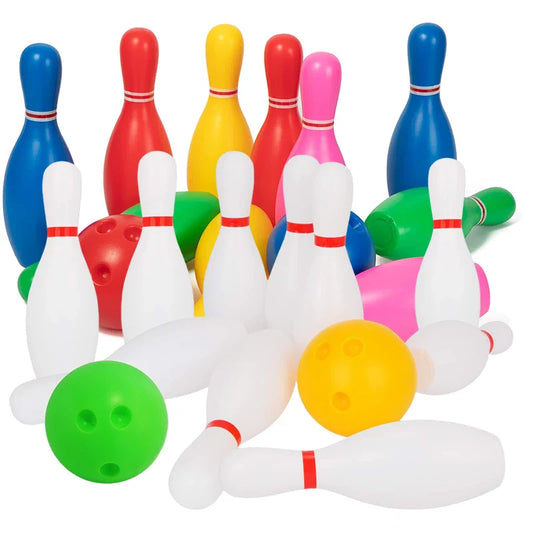 Mini Bowling Set – 2 Balls & 10 Pins Plastic Indoor Outdoor Kids Tabletop Bowling Game