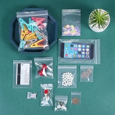 100-Pack Heavy-Duty Clear Resealable Ziplock Bags – Small Plastic Storage Bags for Jewelry, Food & Crafts
